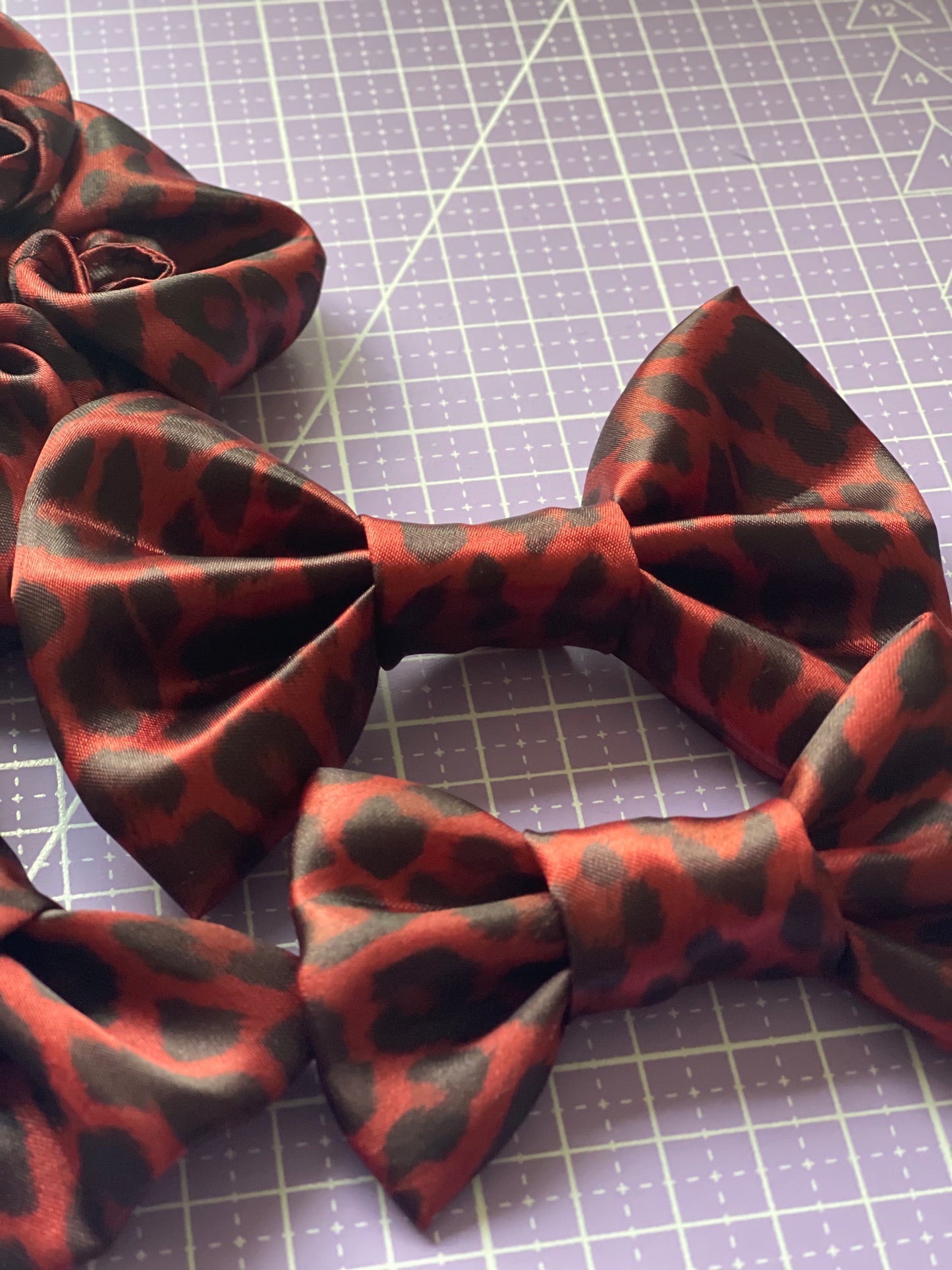 Red Leopard SATIN Bow-Tie