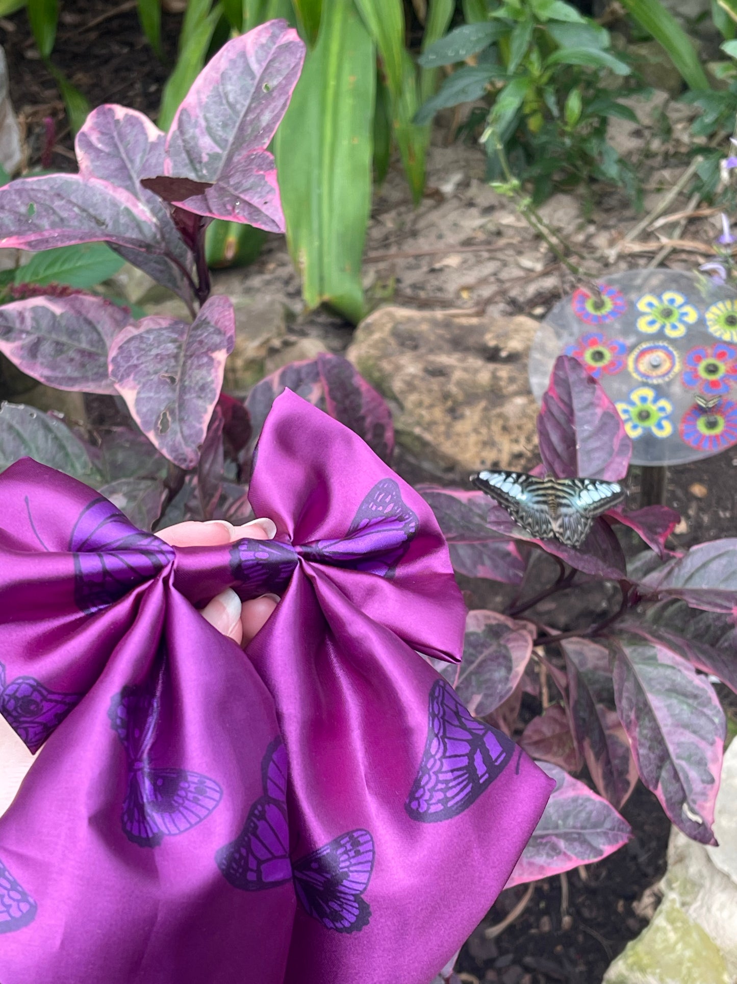 Purple Butterfly SATIN Bow-Tie