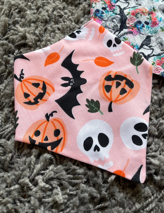 Pink skull/bat/pumpkin Bandana